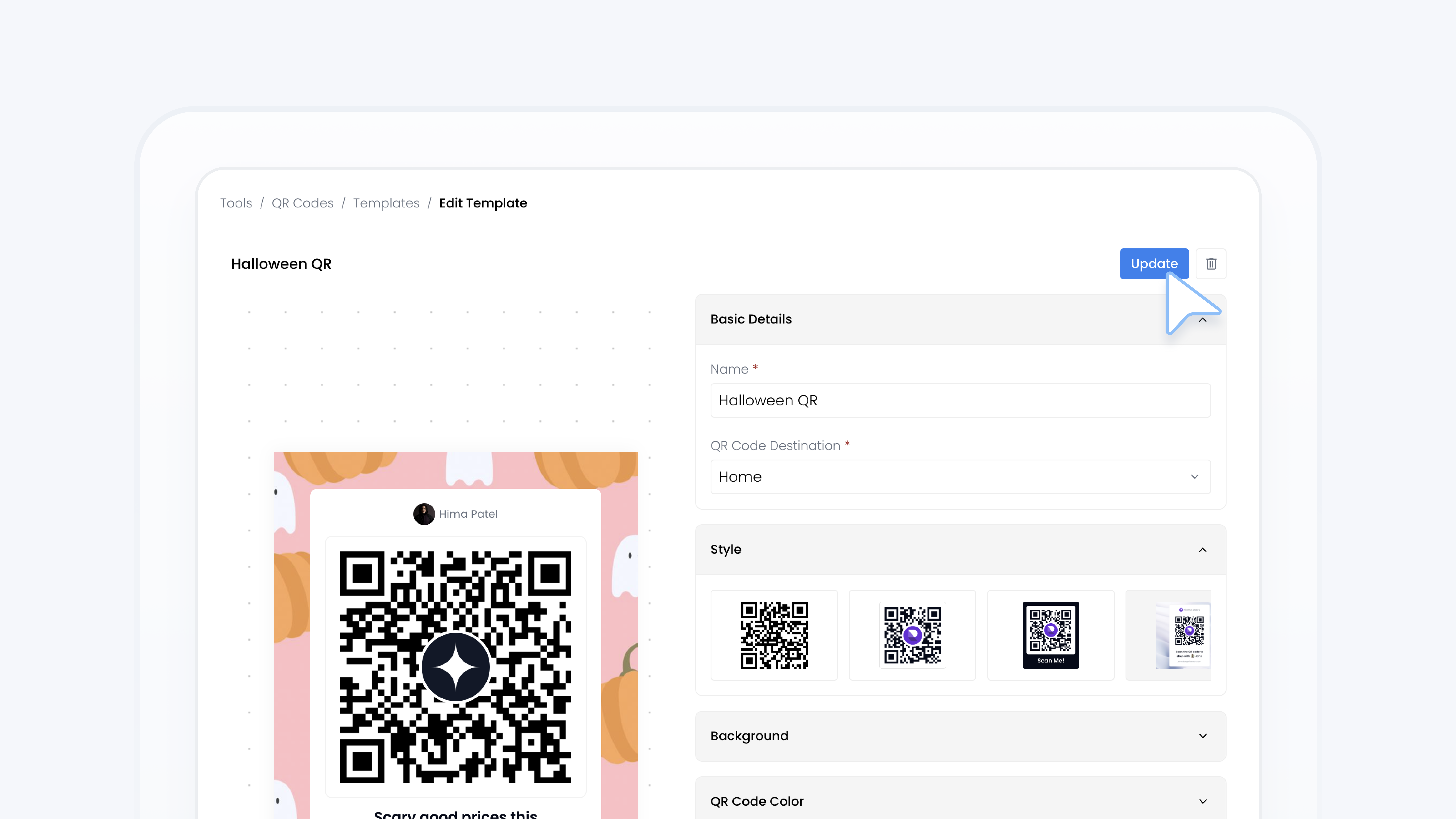 Update QR Code Template